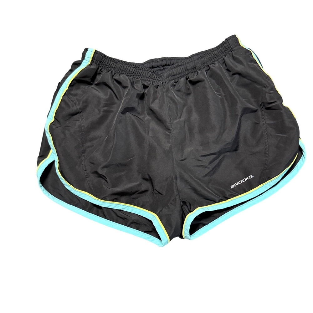 Brooks Medium Black Turquoise Light Blue Running Shorts with Liner 3" Inseam